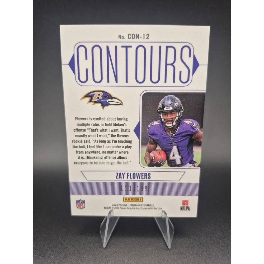 2023 Panini Phoenix Zay Flowers #CON-12‎ Contours Red /199 (RC) Baltimore Ravens